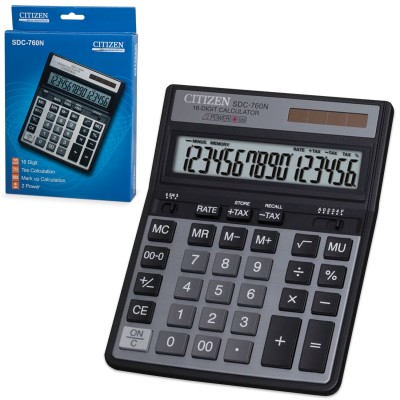 Калькулятор настольный Citizen SDC-760N 14 разр.двойное питание 158*203*31mm черный